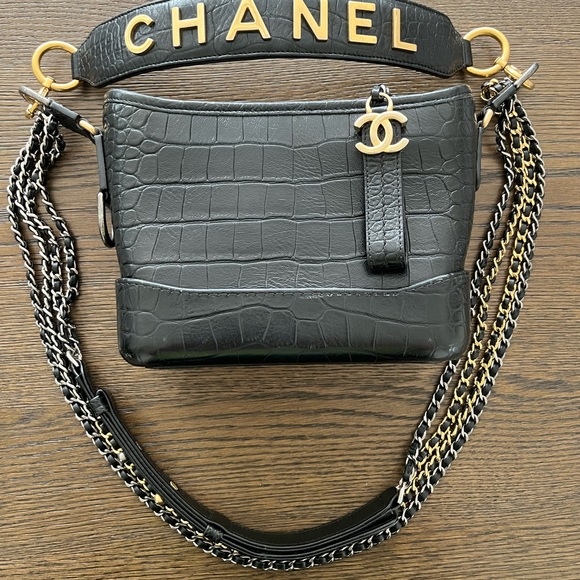 CHANEL Crocodile Embossed Calfskin Gabrielle Coco Hobo Small Bag 💯 Authentic - Picture 3 of 15